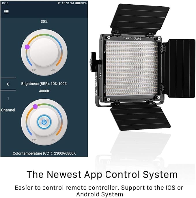 GVM 560 LED Video Light, Dimmable Bi-Color, 2 Packs Photography Lighting with APP Intelligent Control System, Lighting for YouTube, Studio, Outdoor, Video Lighting Kit, 2300K-6800K, CRI 97+