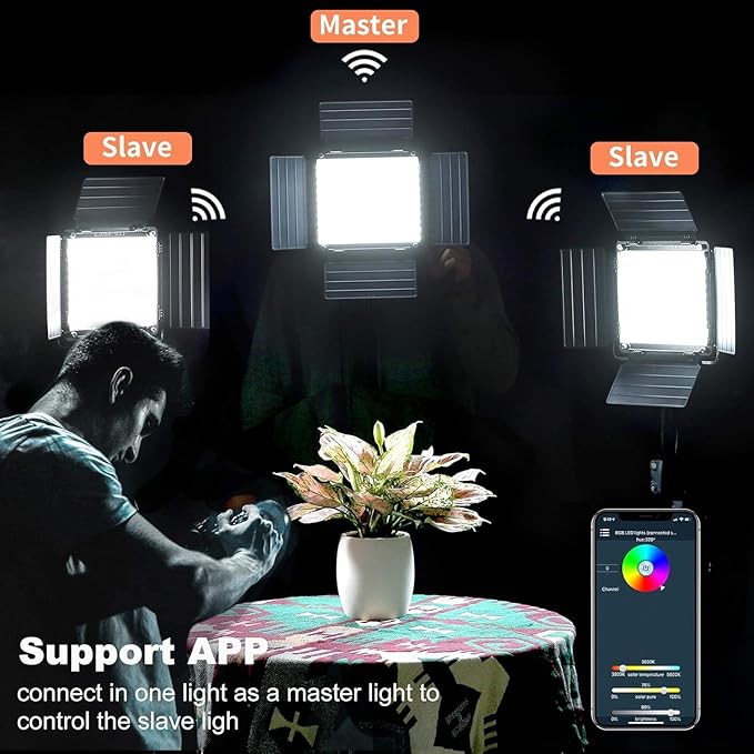 GVM 800D RGB Led Video Light, 2PCS Video Lighting Kit with APP Control, 40W Photography Lighting Led Panel Light with 18 Kinds of The Scene Lights for Studio YouTube, 3200K-5600K, CRI 97+
