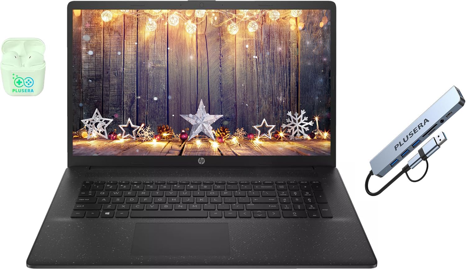 HP 17.3" Business Laptop, 16GB RAM 256GB SSD, 10-Core Intel Core i5 Processor, Intel Xe Graphics, Copilot AI, Windows 11 Pro, Numeric Keypad, PLUSERA Earphones & 8-in-1 Hub Included, Jet Black