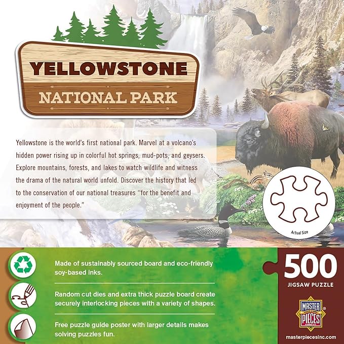 MasterPieces 500 Pieces Jigsaw Puzzle for Adults, Family, Or Youth - Yellowstone National Park - 15"x21"