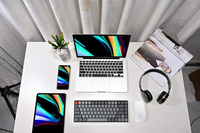 Keychron K2 75% Layout Bluetooth Wireless Mechanical Keyboard K Pro Brown Switch/White LED Backlit/USB C/Anti Ghosting/N-Key Rollover, 84 Keys Gaming Keyboard for Mac Windows-Version 2