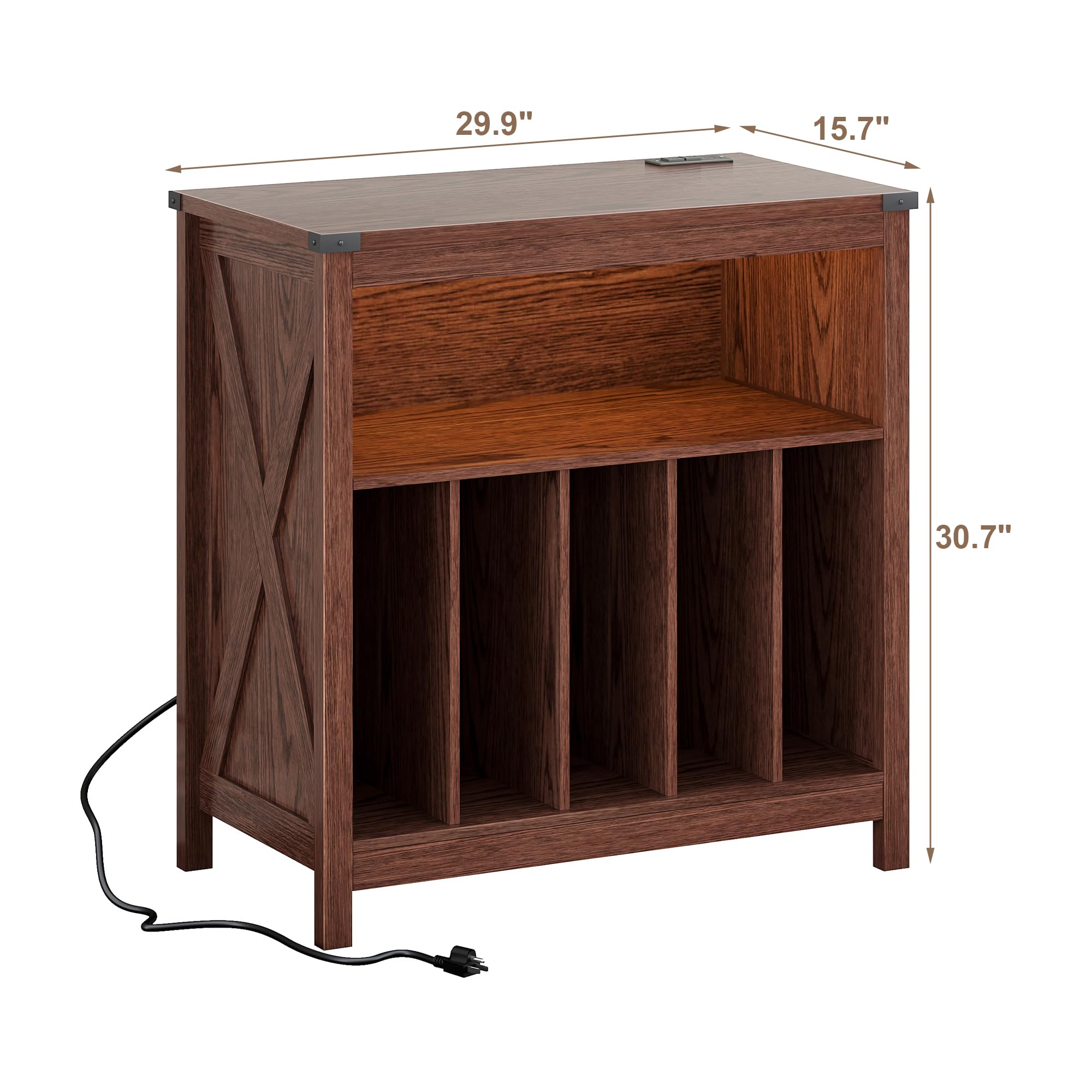ChooChoo Large Record Player Stand with Charging Station & LED Light