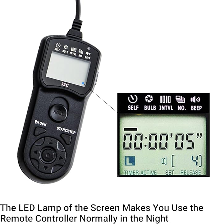 JJC Intervalometer Timer Remote Control Shutter Release for Canon EOS Rebel T6 T7 2000D 90D 80D 70D 77D T8i T7i T6i T6s SL3 SL2 T5i T4i EOS R R50V R6 Mark II R6 R7 R8 R10 RP R100 M6 Mark II M5 & More