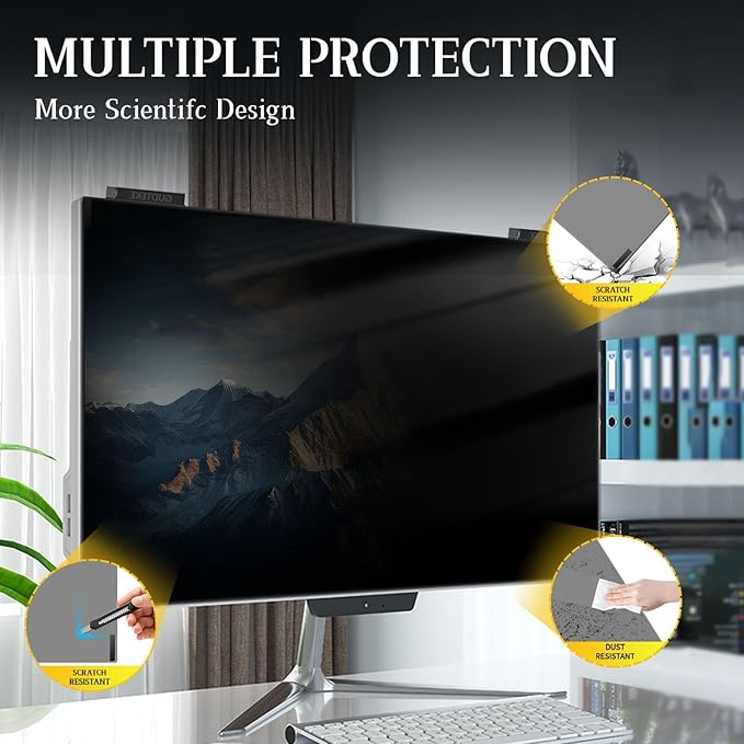 Magnetic Computer Privacy Screen 24 inch, Hanging Privacy Screen for Computer Monitor for 16:9 Frameless Monitor, Eye Protection Anti Glare Anti Blue Light Filter