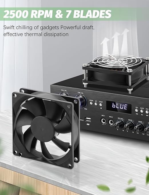 80mm x 25mm USB Fan 2 Packs 5V Small Computer Case Fan with Speed Control for CPU Xbox PlayStation Router Entertainment Cabinet 3D Printer