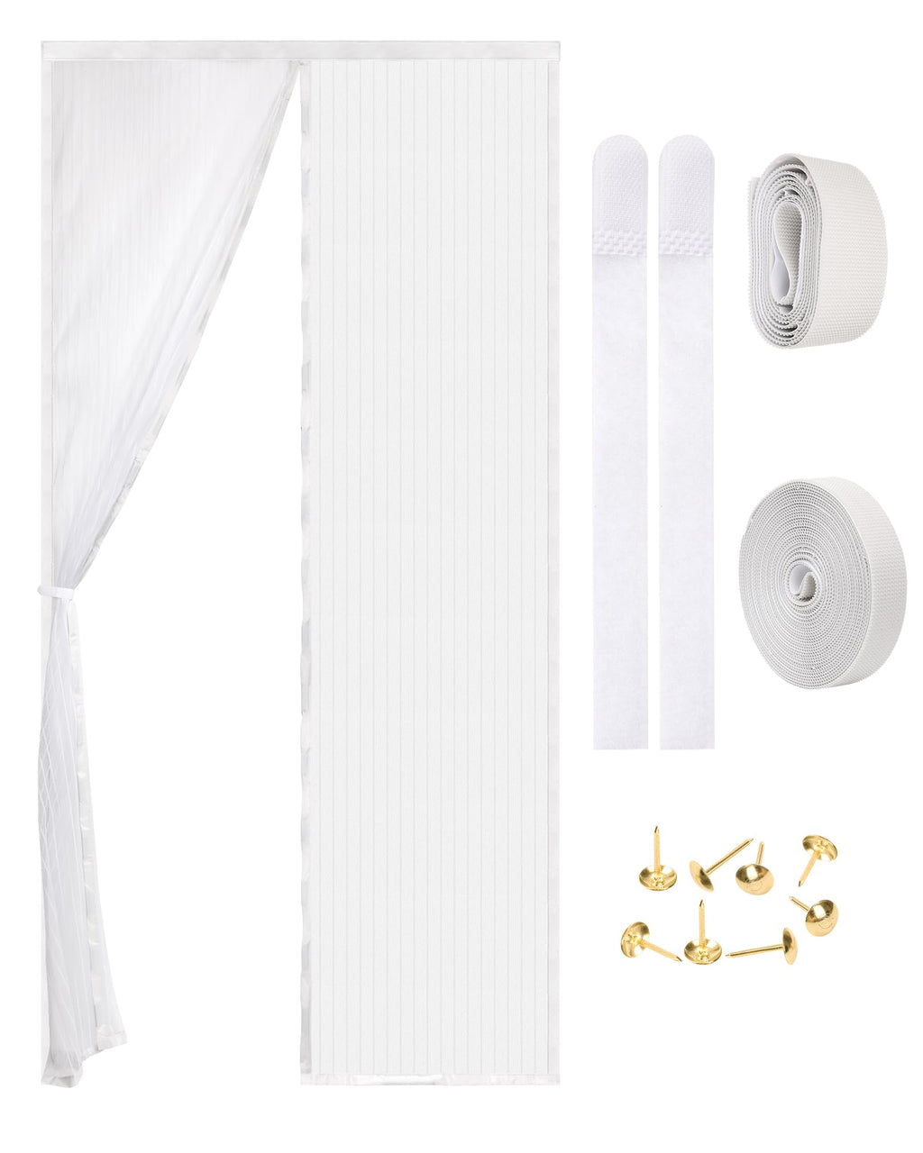 Amzjjle Magnetic Screen Door - Self Sealing, Heavy Duty, Hands Free Mesh Partition Keeps Bugs Out Let Breeze in- Pet and Kid Friendly - Keep Open Feature (White, Fit Door Size 34 x 80 Inch)