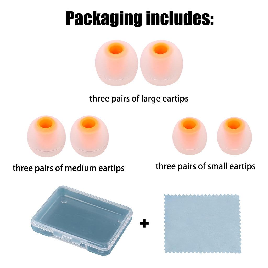 MQIMY Earbud Replacement Tips - Silicone Earbud Tips Fit Most In-Ear Earbuds (Inner Hole 3.8mm - 5.1mm) - 9 Pairs S M L