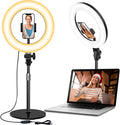 Desk Ring Light with Stand, 10.5'' Selfie Phone Light for Video Recording, Adjustable Circle Ringlight for Computer Laptop Zoom Meeting, Conference Video Calls, Podcast, Streaming, Photography