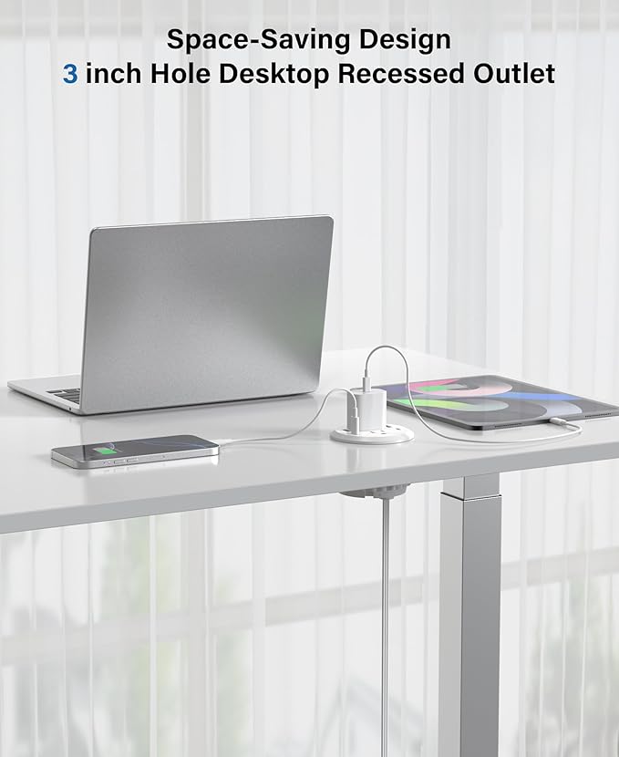 Jgstkcity 65W USB-C Hidden Desktop Power Grommet: 1 AC Outlet,8 USB Charging Ports,3'' Hole Flush Mount Pop-Up Power for Conference Tables & Nightstands (Whtie, 6 FT)