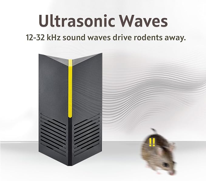 Ultrasonic Indoor Plug-in Bluetooth Rodent Repeller, Indoor Rodent Repellent for Home, Kitchen, Office, Storage, Restaurant, Rat, Mouse Traps, Mice, repelente ultrasónico de roedores, ratón, rata