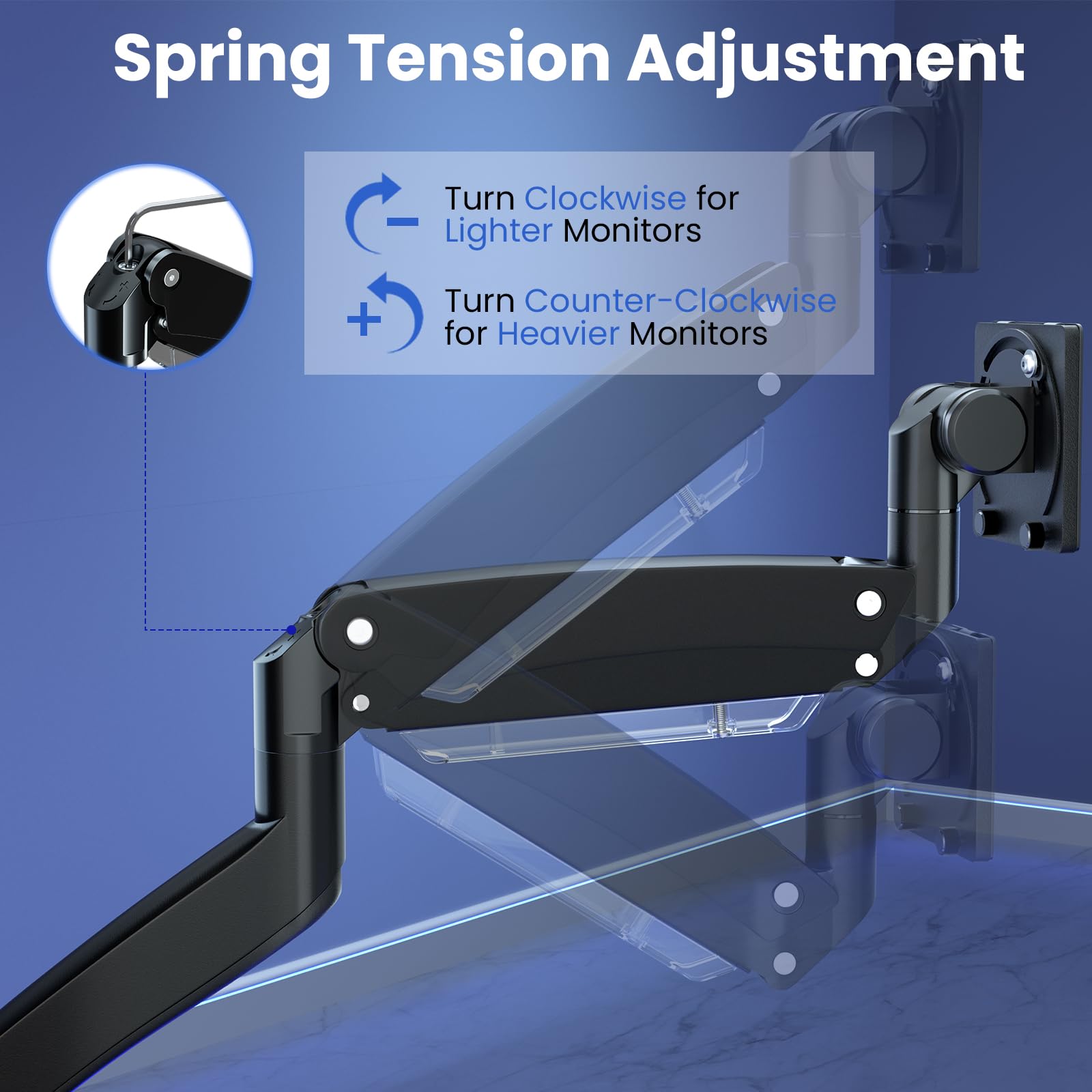 Ultrawide Monitor-Arm Heavy Duty 22-57‘’ - PUTORSEN Aluminum Single Monitor Mount Holds up to 59.4 lbs, Premium Adjustable Desk Mount Stand, VESA 75/100/200 mm, Black