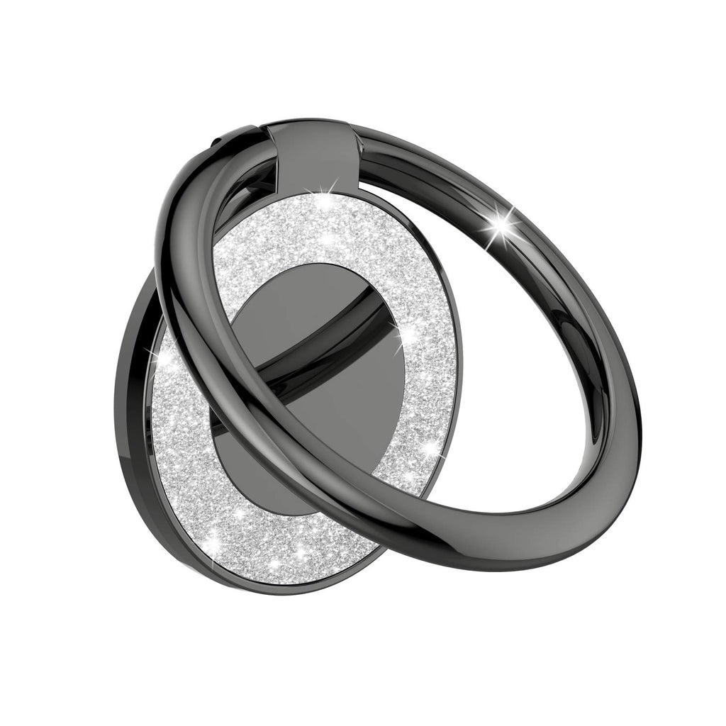 Pikabo Adhesive Phone Ring Holder Stand, 360° Rotation Cell Phone Finger Ring Kickstand, Glitter Phone Grip for Smartphones. (Glitter Black)