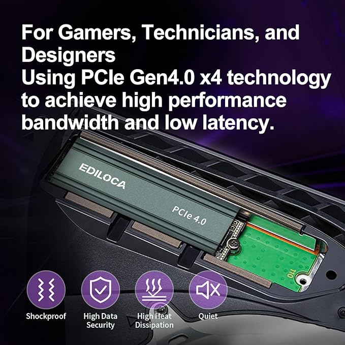 500GB M2 NVME SSD with Heatsink - PCIe Gen4.0 NVMe M.2 2280 3D NAND TLC, 4800MB/s Read, Internal Solid State Drive for PS5/PC, Dynamic SLC Cache, PS5 Storage Expansion, 5-Year Warranty(EN760)