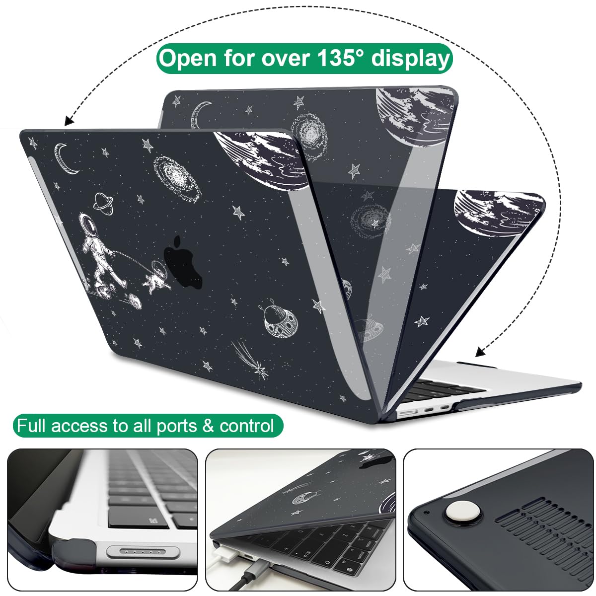LCMOCICO for MacBook Air 13 Inch Case 2026 2025 2024 2023 2022 Release M5 A3449 M4 A3240 M3 A3113 M2 A2681, Scratch Resistant Plastic Hard Shell Case for MacBook Air 13.6 M5, Astronauts Space Dog