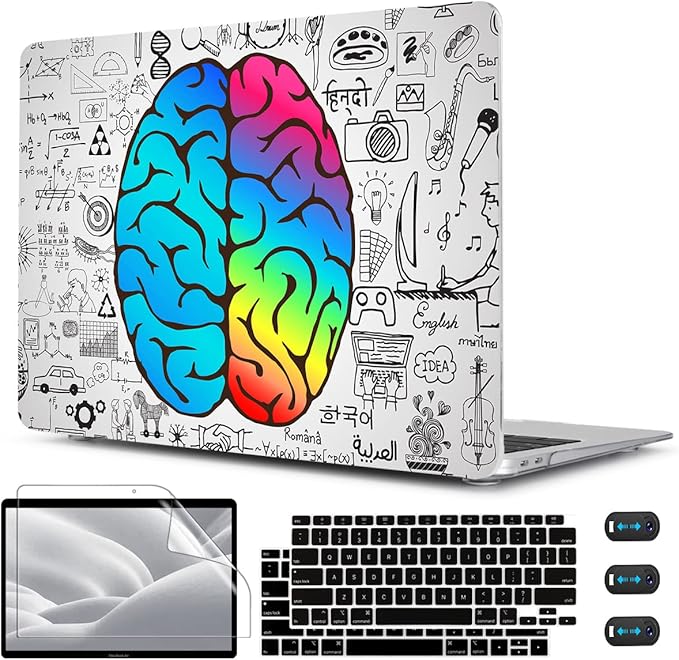 CISSOOK Compatible with MacBook Air 13 inch Case 2021 2020 2019 2018 Release Model A2337 M1 A2179 A1932, Plastic Hard Shell Case Brain Cover for MacBook Air 13 Inch with Touch ID, Great Brain
