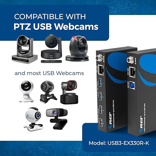 OREI USB 3.2 Over Ethernet HDbaseT Cat6 Extender LAN Upto 330 Feet - Extends 4 Ports USB-A Signal Over LAN Ethernet - Power Over Cable for Long Distance Extension Supports All Operating System