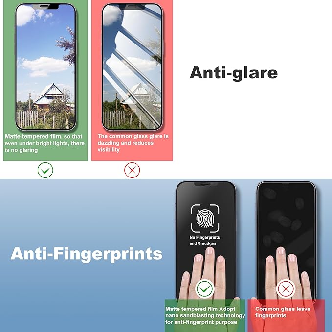 2 Pack Matte Screen Protector for iPhone 11 Pro and iPhone xs and iPhone x 5.8-Inch Auto Dust Removal, No Bubbles, Tempered Glass Film, Easy Installation