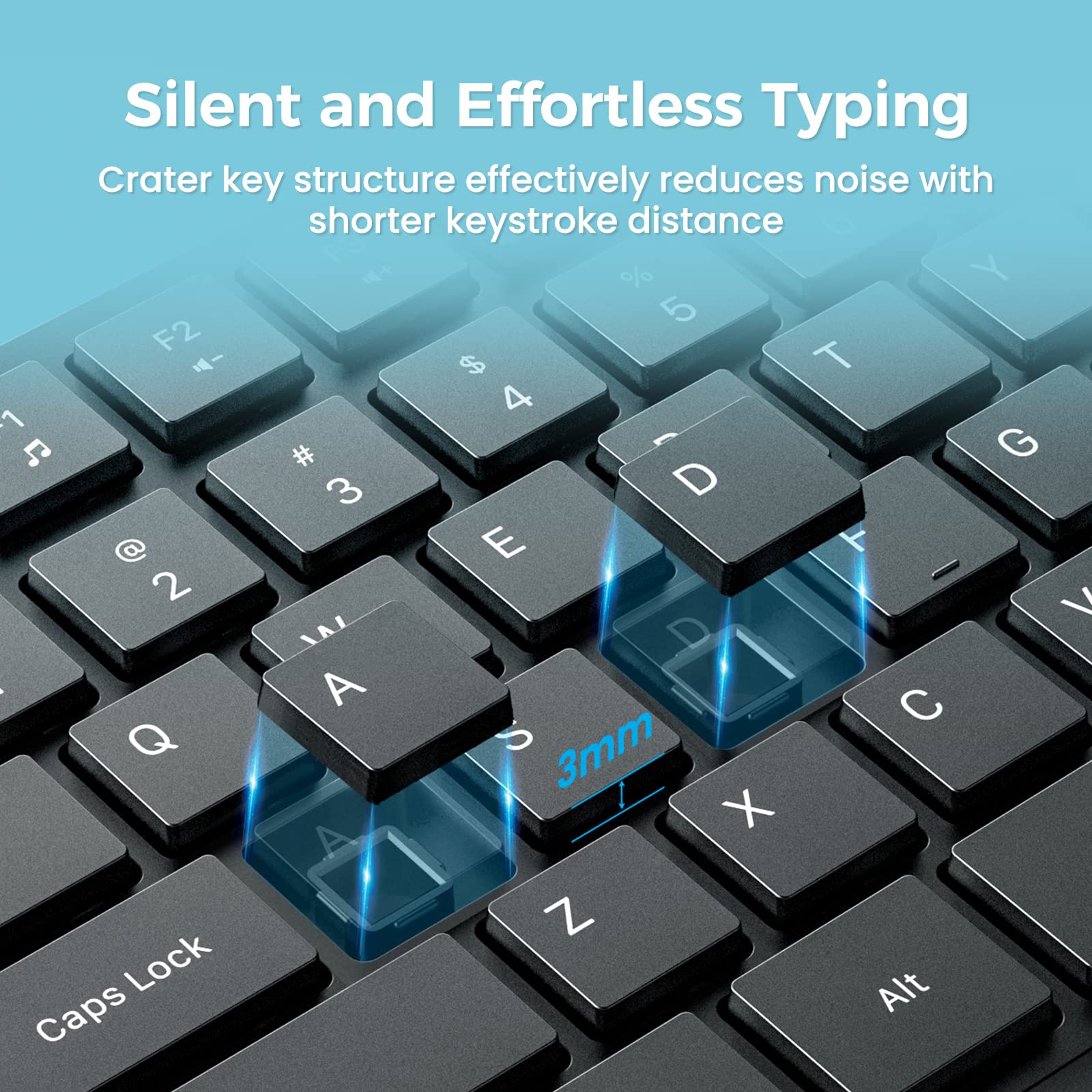 Lovaky Wireless Keyboard MK98, 2.4G USB Computer Cordless Keyboard, Enlarged Indicator Light, Ergonomic Full Size PC Keyboard with Number Pad for Windows, Laptop, Desktop, Chromebook, Notebook, Black