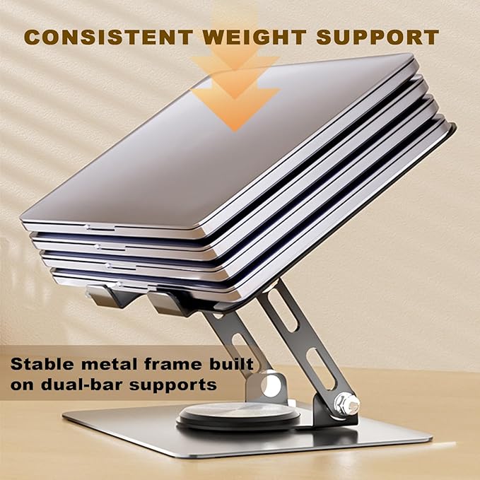 Laptop Pad 360 Rotating Laptop Stand 2 Adjustable Angle and 0-13 inches Tall Adjustable Cooling Pad Fits 10-17.3" laptops Pads