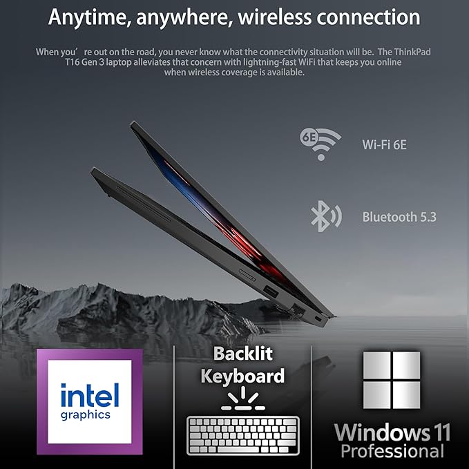 Lenovo ThinkPad T16 Gen 3 Business Laptop 16” FHD+ Display, Intel Ultra 5-125U (Beats i7-1355U), 64GB DDR5 RAM, 1TB SSD, 5MB Webcam, WiFi 6E + BT, RJ-45, HDMI, Win 11 Pro, 3 Yr Wty, AI Copilot, Black