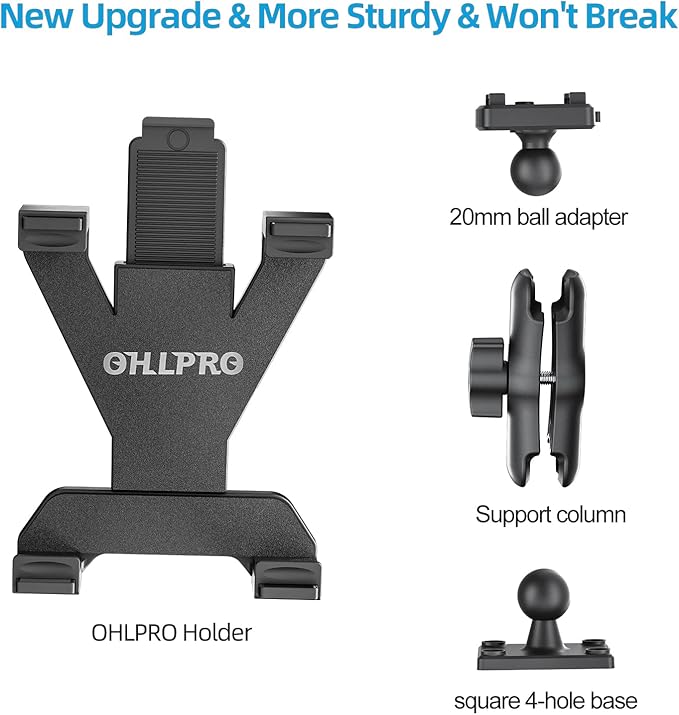 OHLPRO Tablet Holder for Truck, Heavy Duty Drill Base Tablet Car Mount for iPad, mini, Samsung Galaxy (7" - 11") for Dashboard, Desks, Tabletop, ipad Mount Great for Wall, Commercial Vehicles