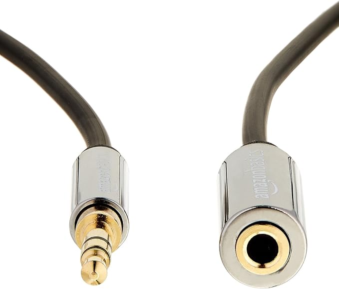 Amazon Basics 3.5mm Aux Jack Audio Extension Cable, Male to Female, Adapter for Headphone or Smartphone, 25 Foot, Black