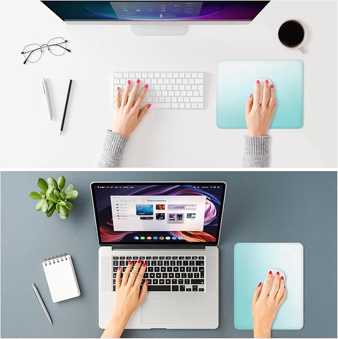 ITNRSIIET Mouse Pad Non-Slip Rubber Base Smooth Surface Stitched Edges Waterproof Durable Compatible with All Mice for Office & Gaming, Desk Accessory, 10.2x8.3x0.12 inch, Sky Gradient