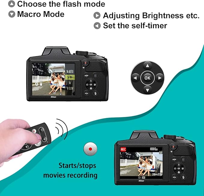AODELAN Wireless Camera Remote Control Remote Shutter Release for Nikon Zfc, Z50, P1000, B600, A1000, P950; Replaces Nikon ML-L7