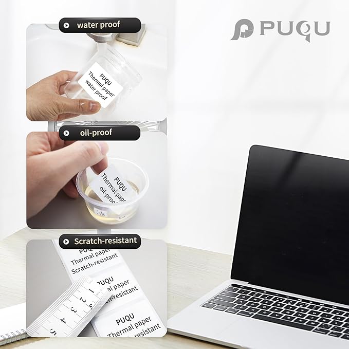 PUQU 30x20mm Direct Thermal Sticker Labels, Self-Adhesive All-Purpose Label Maker Tape, Compatible with AQ Series Label Printer, Refills Standard Laminated Office Labeling, 1 Roll of 320 Labels