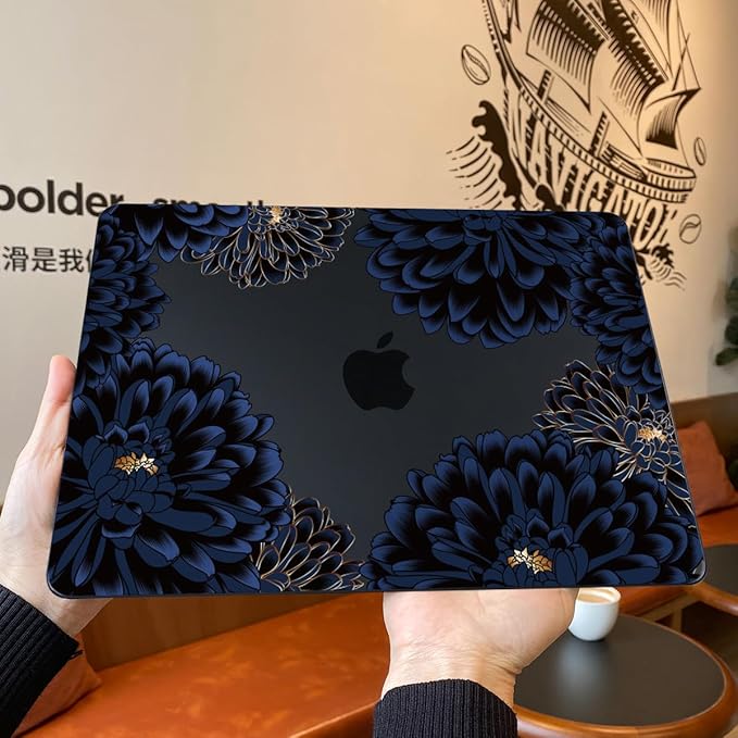 Teryeefi for MacBook Air 13.6 inch Case Release 2022 2023 2024 2025, Fits Model A2681 A3113, Design Pattern Slim Cover+Keyboard Cover+OTG Adapter for 13.6 inch MacBook Air M2 M3, Chrysanthemums