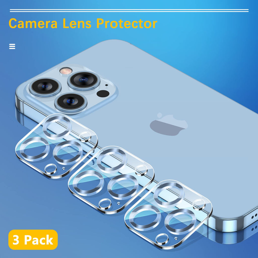 UniqueMe 3 Pack Lens Protector for iPhone 13 Pro/Pro Max-Sierra Blue