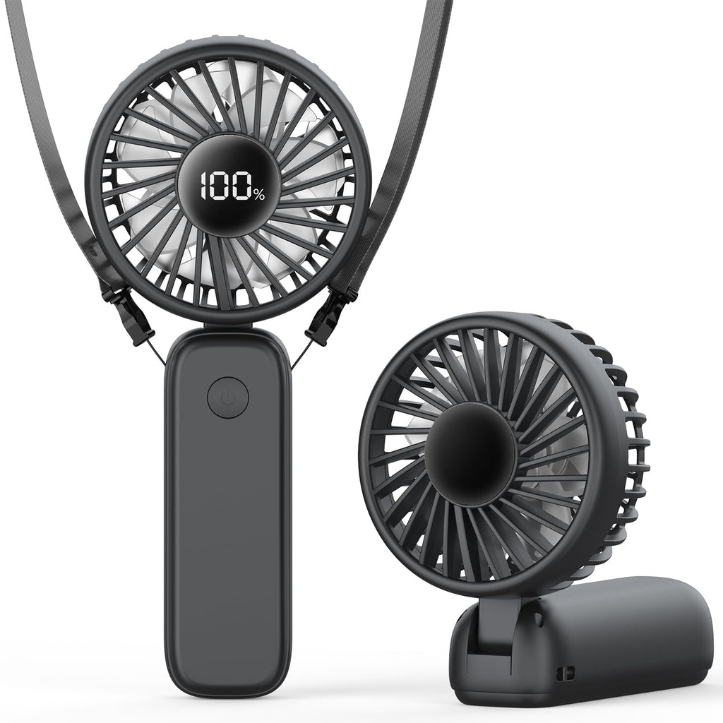 PANERGY Handheld Fan Foldable, 5000mAh Rechargeable Hand Fans with Powerful Cooling, 4 Speeds, LED Display, Portable Fan for Travel,Concerts,Makeup,Lash,Outdoor Events,Gifts Women