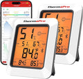 ThermoPro Hygrometer Thermometer for House TP350, Bluetooth Room Indoor Greenhouse Thermometer Monitor Up to 260FT, Backlit Humidity Meter Temperature Sensor with 2-Year Data Export, 2 Pack