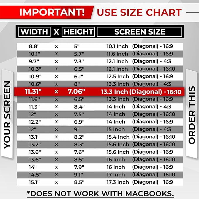 Magnetic Laptop Privacy Screen 13.3 Inch 16:10 - Removable Computer Privacy Filter Shield and Protector