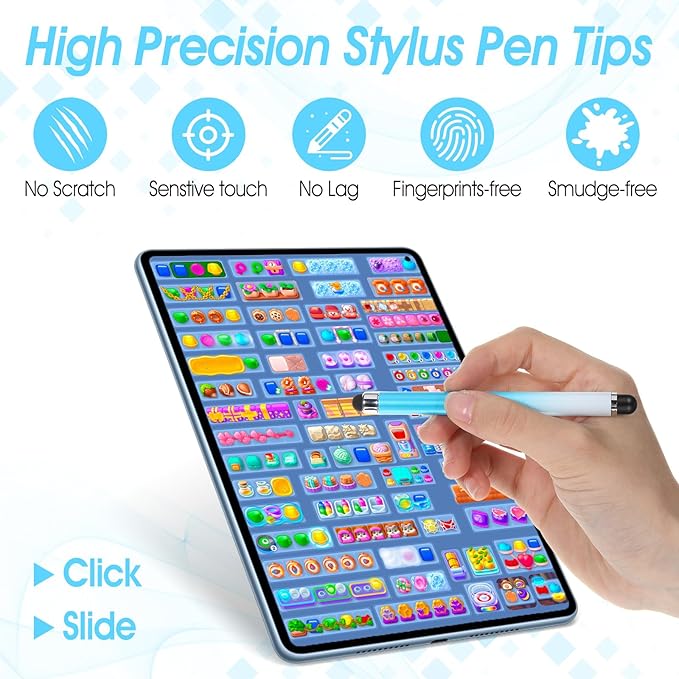 30PCS Stylus Tips Replacement Tips Only, 0.6cm/0.23in Black Silicone Tips for Stylus Pens High Sensitivity Stylu Tips,No Scratches, Universal Stylus Ends