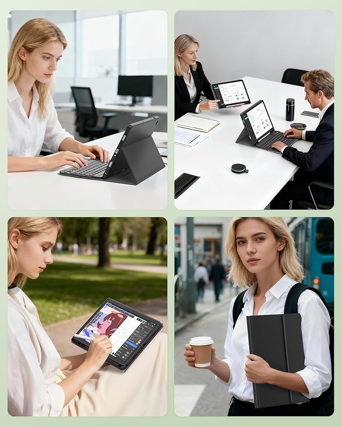for Samsung Galaxy Tab A9 Plus Case with Keyboard, A9+ 11 Inch 2023 (SM-X210/X216/X218) Tablet Case with Detachable Wireless Keyboard, Multi-Angle Stand Folio Cover with S Pen Holder, Black