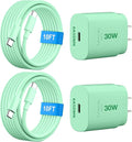 30W USB C i Phone 16 15 Charger Fast Charging, 2PACK Wall Charger for iPhone 16 15 Pro Max Charger Cord 10FT Fast Type C Charger Block for iPhone 16/16 Pro/15 Plus/15 Pro/15 Pro Max, iPad Pro, Green
