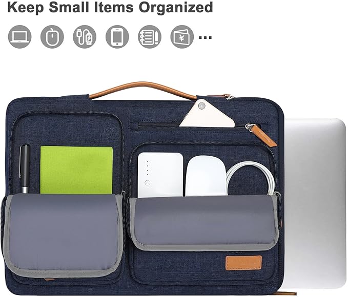 MOSISO 360 Protective Laptop Case 16 inch, 15-15.6 inch Laptop Sleeve Compatible with MacBook Pro 16, HP, Acer, Dell, Lenovo, ASUS, Side Open Carrying Case with 4 Zipper Pockets&Handle, Navy Blue