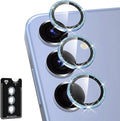 for Samsung Galaxy S25 Plus Camera Lens Protector, Individual Metal Ring Tempered Glass Lens Cover, [Strong Adsorption] Scratch Resistant Ultra-Thin HD Clear Lens Cover, 1 Set-Blue Sparkly