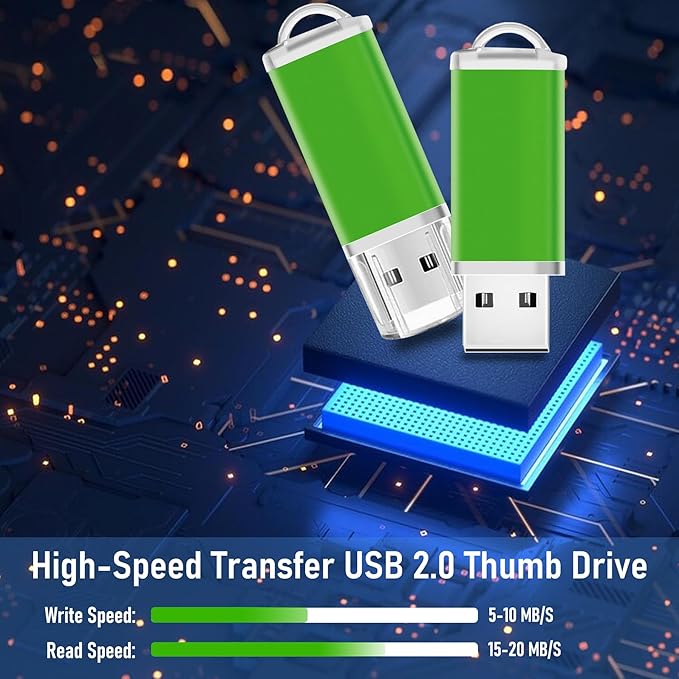 USB Thumb Drive 2GB Flash Drive 20 Pack Nicepicten Zip Drive USB 2.0 Flash Drives Jump Drive Multipack Memory Stick Pendrive for Events Office Shared Data Storage, Green 20PCS 2GB