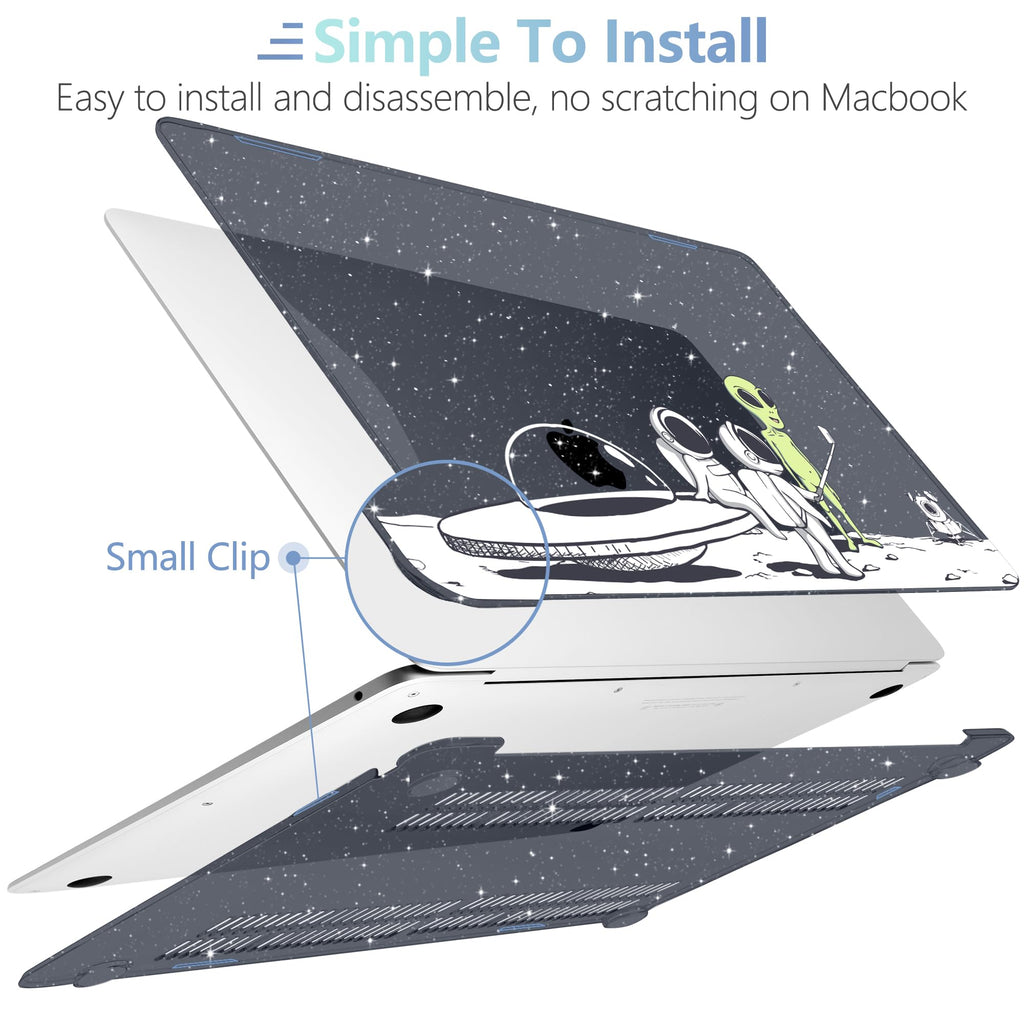 MEEgoodo for MacBook Air 13 inch Case 2021 2020 2019 2018 Released A2337 M1 A2179 A1932 with Touch ID, Plastic Hard Shell & Keyboard Cover Compatible with MacBook Air 13.3, Astronauts & Alien
