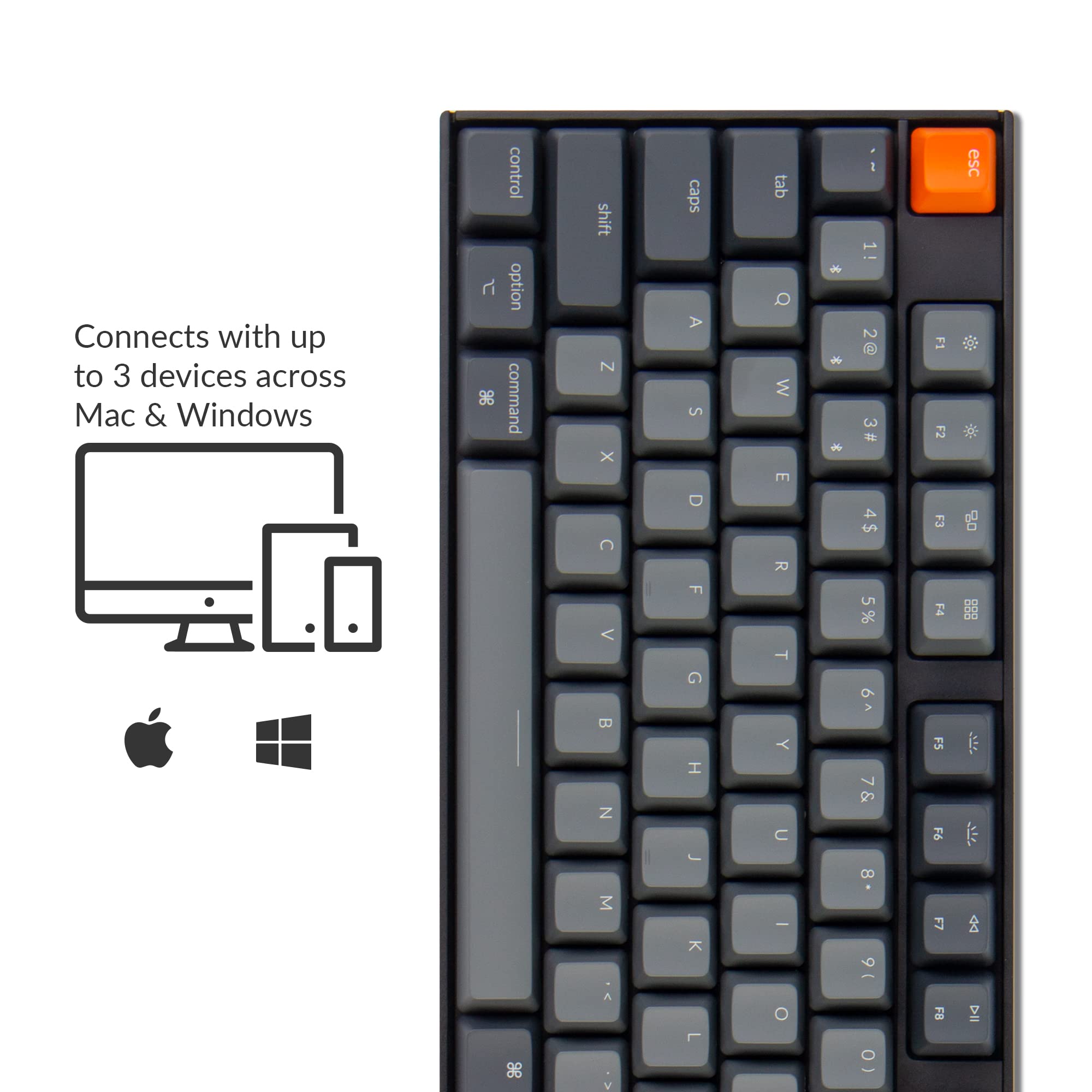 Keychron K10 Full Size Layout White LED Backlit Hot-Swappable Mechanical Keyboard for Mac Windows, Multitasking 104-Key Bluetooth Wireless/USB Wired Computer Keyboard with Keychron Super Brown Switch