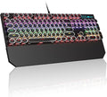 MageGee Typewriter Mechanical Gaming Keyboard, Retro Black Punk Round Keycaps RGB Rainbow Backlit Wired Keyboards for Laptop MAC PC Gamer, with Magnetic Wrist Rest - Blue Switch