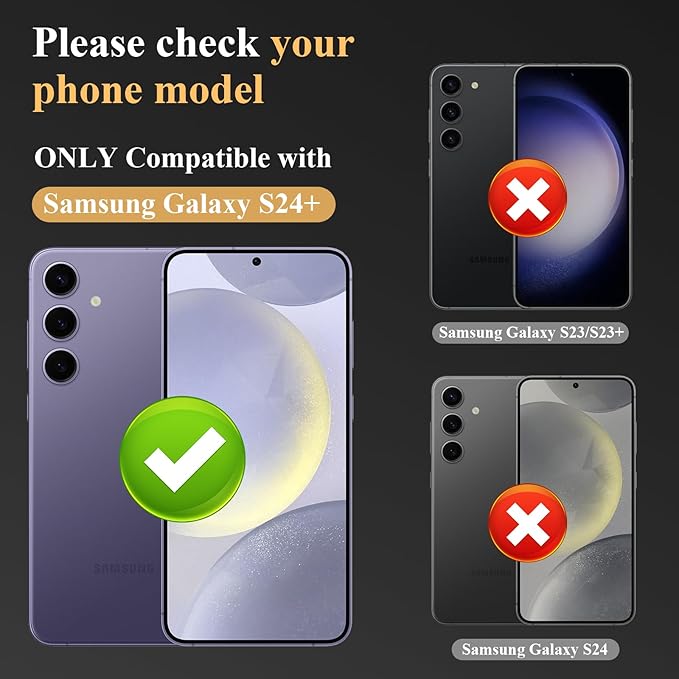 YWXTW Camera Lens Protector for Samsung Galaxy S24 Plus Accessories, 9H Tempered Glass Metal Individual Ring Camera Cover Screen Protector for S24 Plus, Case Friendly, Anti Scratch (Multi-Coloured)