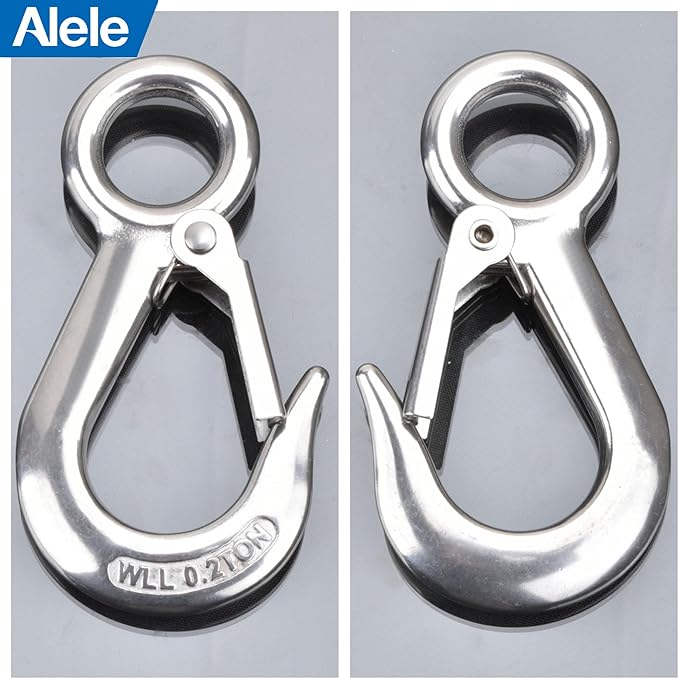 Alele 0.5T Crane Scale Grab Hooks,Slip Hooks,Stainless Steel Lifting Hook Rigging Accessory (Grab Hooks 500kg)