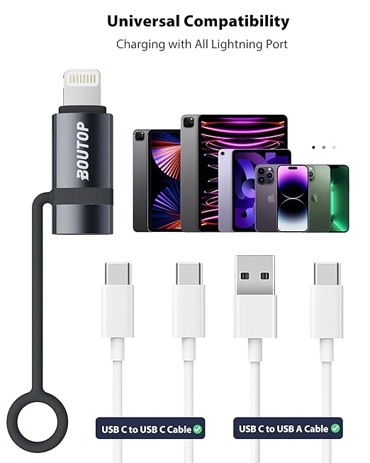 [MFi Certified] USB C to Lightning Adapter, Type C to Lightning Adapter Support 36W PD Fast Charging Compatible with iPhone iPad Dark Gray -3 Pack
