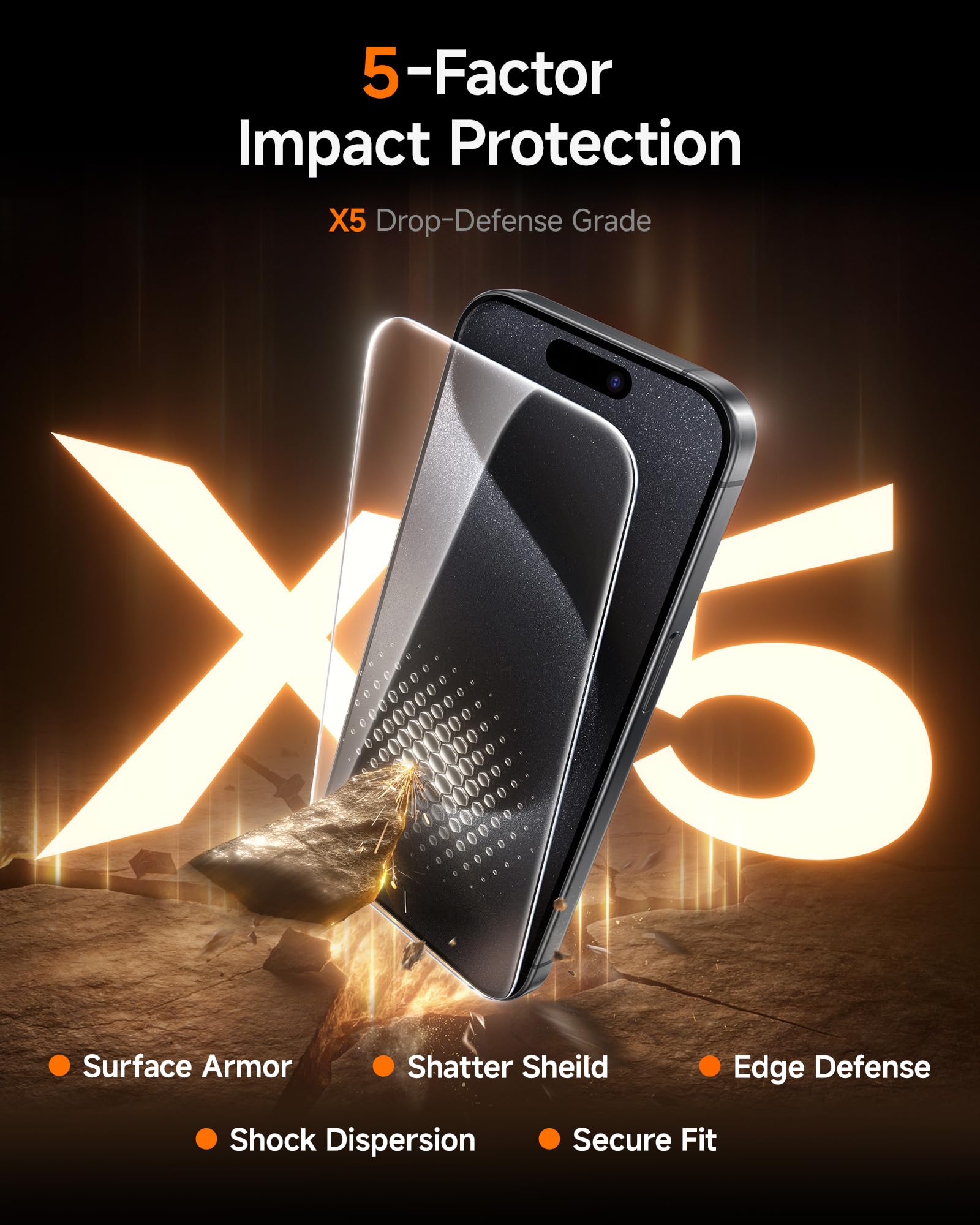 SMARTDEVIL 2 Pack for iPhone 15 Pro Max Screen Protector, 9H Hardness Military Grade Shatterproof, HD Clear Tempered Glass with Auto Dust-Elimination, Bubble Free, Easy Installation, Case Friendly