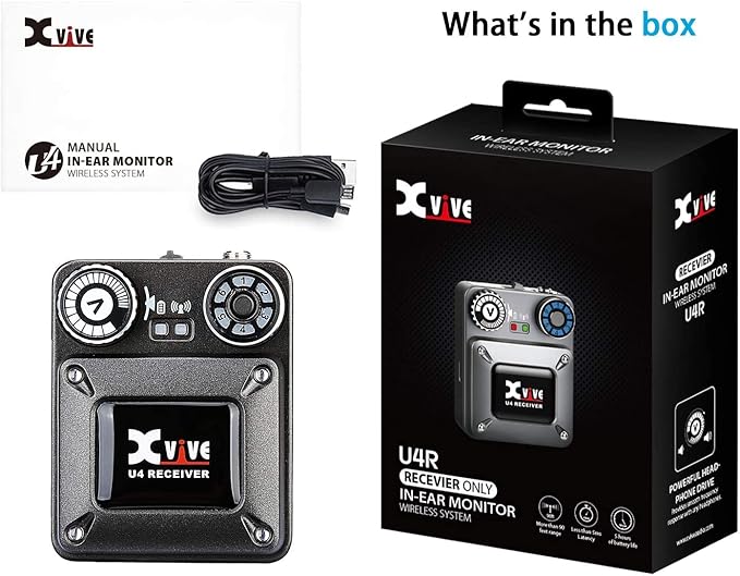 Xvive U4 Wireless in-Ear Monitor System Receiver Personal IEM for Studio, Band Rehearsal,Live Performance (U4 Receiver ONLY)