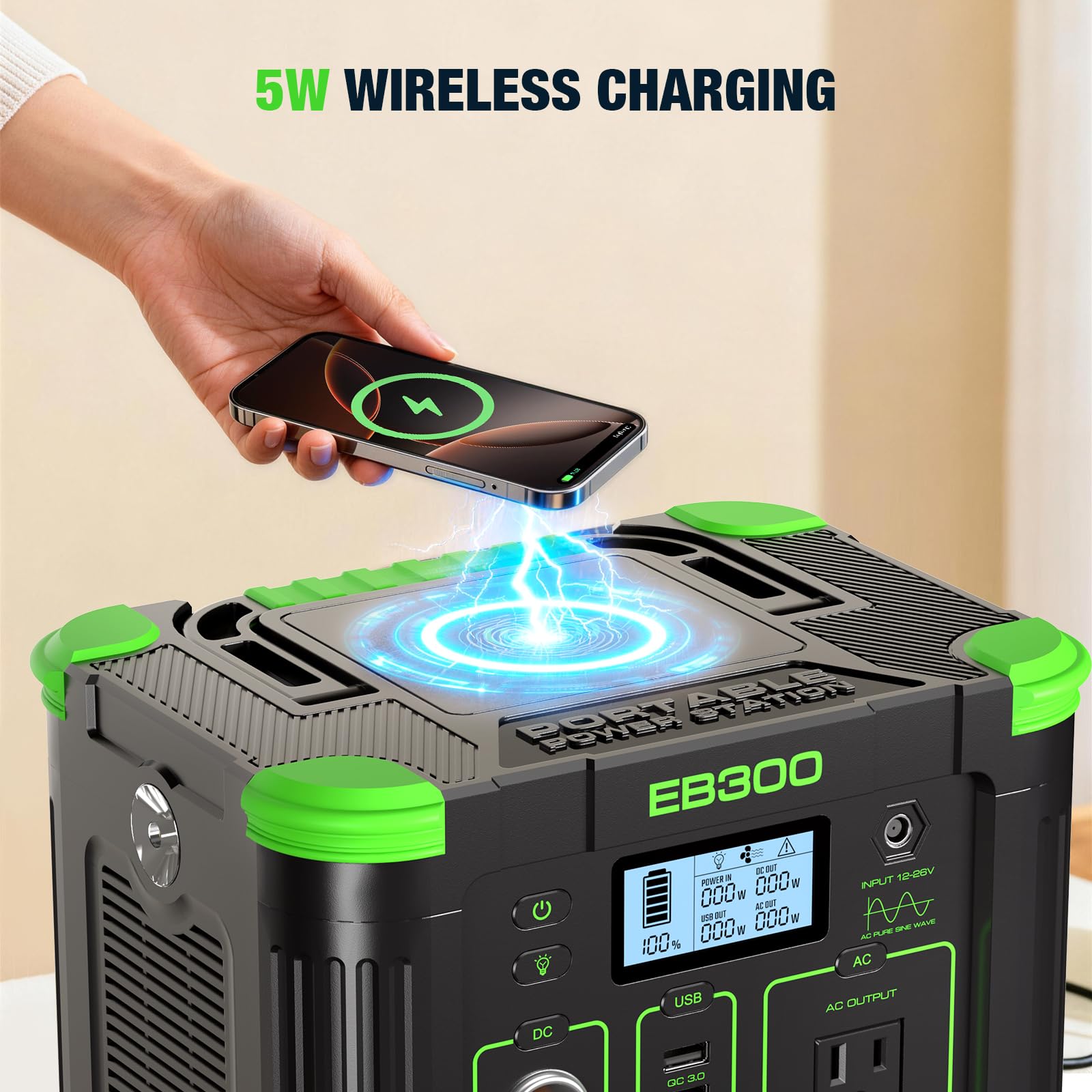 GRECELL Portable Power Station 330W, 230.88Wh Solar Generator