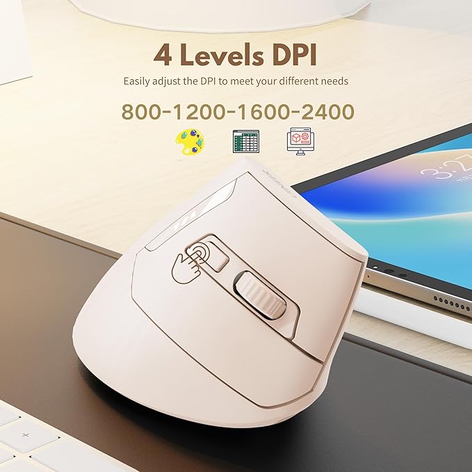 Vertical Mouse Wireless,Bluetooth Mouse with BT5.0/4.0/2.4G, Rechargeable with Battery Indicator,Ergonomic Design for Comfort and Reduced Wrist Strain, Ideal for Home,Office Use,Pink